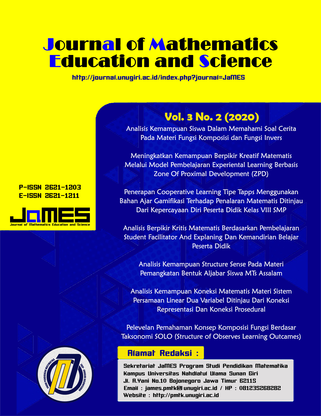 					View Vol. 3 No. 2 (2020): Journal of Mathematics Education and Science
				