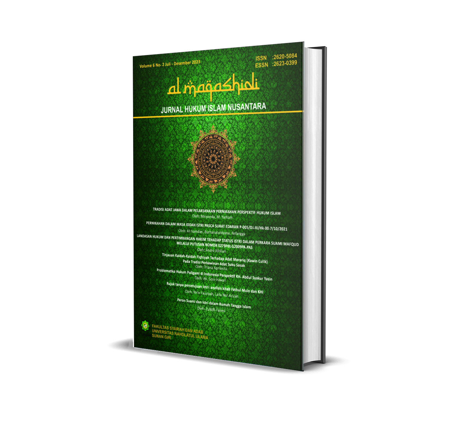 					View Vol. 6 No. 2 (2023): Al Maqashidi : Jurnal Hukum Islam Nusantara
				